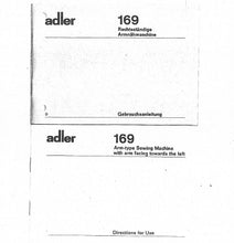 Load image into Gallery viewer, ADLER 169 GEBRAUCHSANLEITUNG DIRECTIONS FOR USE DEUTSCH ENGLISH NAHMASCHINE SEWING MACHINE