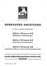 Load image into Gallery viewer, ADLER 64 65 66 GEBRAUCHS-ANLEITUNG DEUTSCH NAHMASCHINE