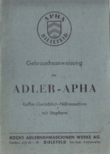 Load image into Gallery viewer, ADLER APHA GEBRAUCHSANWEISUNG DEUTSCH NAHMASCHINE