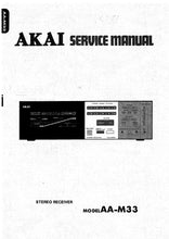Load image into Gallery viewer, AKAI AA-M33 SERVICE MANUAL BOOK IN ENGLISH STEREO RECEIVER