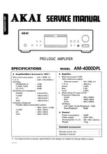 Load image into Gallery viewer, AKAI AM-4000DPL SERVICE MANUAL IN ENGLISH PRO LOGIC AMPLIFIER