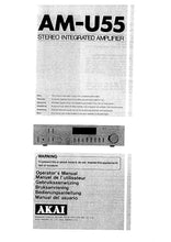 Load image into Gallery viewer, AKAI AM-U55 OPERATORS MANUAL MANUEL DE L'UTILISATEUR GEBRUIKSAANWIJZING BRUKSANVISNING BEDIENUNGSANLEITUNG MANUAL DEL USUARIO ENG FRANC NL SW DE ESP STEREO INTEGRATED AMPLIFIER