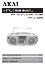 Load image into Gallery viewer, AKAI APRTC100UW INSTRUCTION MANUAL IN ENGLISH PORTABLE CD STEREO SYSTEM