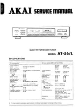 Load image into Gallery viewer, AKAI AT-56 AT-56L SERVICE MANUAL IN ENGLISH QUARTZ SYNTHESIZER TUNER