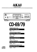 Load image into Gallery viewer, AKAI CD-69 CD-79 OPERATORS MANUAL MANUEL DE L'UTILISATEUR BEDIENUNGSANLEITUNG GEBRUIKSAANWIJZING MANUAL DEL USUARIO ENG FRANC DEUT NL ESP CD PLAYER