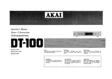 Load image into Gallery viewer, AKAI DT-100 OPERATORS MANUAL NOTICE D'INSTRUCTIONS BEDIENUNGSANLEITUNG ENG FRANC DEUT AUDIO TIMER