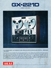 Load image into Gallery viewer, AKAI GX-221D CATALOG IN ENGLISH STEREO TAPE DECK