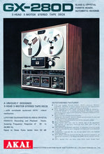 Load image into Gallery viewer, AKAI GX-280D CATALOG IN ENGLISH STEREO TAPE DECK