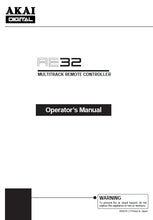 Load image into Gallery viewer, AKAI RE32 OPERATORS MANUAL BOOK IN ENGLISH MULTITRACK REMOTE CONTROLLER