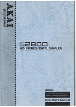 Load image into Gallery viewer, AKAI S2800 OPERATORS MANUAL BOOK IN ENGLISH MIDI STEREO DIGITAL SAMPLER