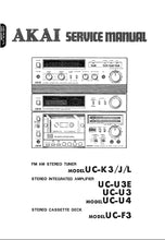 Load image into Gallery viewer, AKAI UC-K3 SERVICE MANUAL IN ENGLISH FM AM STEREO TUNER