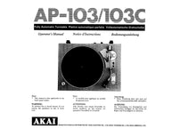Load image into Gallery viewer, AKAI AP-103 AP-103C OPERATORS MANUAL BOOK ENG FRANC DEUT FULLY AUTOMATIC TURNTABLE