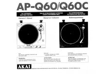 Load image into Gallery viewer, AKAI AP-Q60 AP-Q60C OPERATORS MANUAL MANUEL DE L'UTILISATEUR BEDIENUNGSANLEITUNG ENG FRANC DEUT FULL AUTO QUARTZ DIRECT DRIVE TURNTABLE