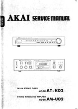 Load image into Gallery viewer, AKAI AT-K02 AM-U02 SERVICE MANUAL IN ENGLISH FM AM STEREO TUNER STEREO INTEGRATED AMPLIFER