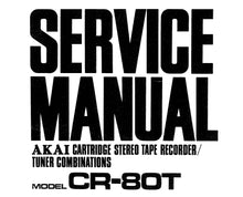 Load image into Gallery viewer, AKAI CR-80T SERVICE MANUAL IN ENGLISH CARTRIDGE STEREO TAPE RECORDER/TUNER COMBINATIONS