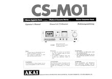 Load image into Gallery viewer, AKAI CS-M01 OPERATORS MANUAL MANUEL DE L'UTILISATEUR BEDIENUNGSANLEITUNG ENG FRANC DEUT STEREO CASSETTE TAPE DECK