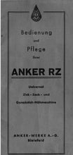 Load image into Gallery viewer, ANKER RZ BEDIENUNG UND PFLEGE DEUTSCH NAHMASCHINE