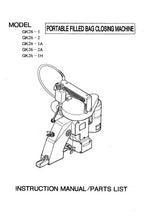 Load image into Gallery viewer, ARTISAN GK26-1 GK26-2 GK26-1A GK26-2A GK26-1H INSTRUCTION MANUAL IN ENGLISH SEWING MACHINE