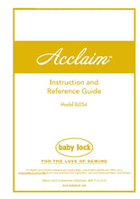 Load image into Gallery viewer, BABY LOCK ACCLAIM BLES4 INSTRUCTION AND REFERENCE GUIDE ENGLISH SEWING MACHINE