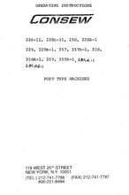 Load image into Gallery viewer, CONSEW MODEL 228-11 228R-11 238 238R-1 229 229R-1 357 357R-1 358 358R-1 359 359R-1 289R-1 289RB-1 OPERATING INSTRUCTIONS IN ENGLISH SEWING MACHINE