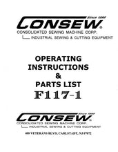 Load image into Gallery viewer, CONSEW F117-1 OPERATING INSTRUCTIONS IN ENGLISH SEWING MACHINE