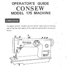 Load image into Gallery viewer, CONSEW MODEL 175 OPERATORS GUIDE IN ENGLISH SEWING MACHINE