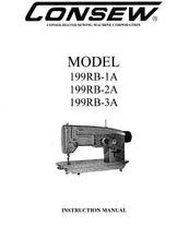 Load image into Gallery viewer, CONSEW MODEL 199RB-1A 199RB-2A 199RB-3A INSTRUCTION MANUAL IN ENGLISH SEWING MACHINE