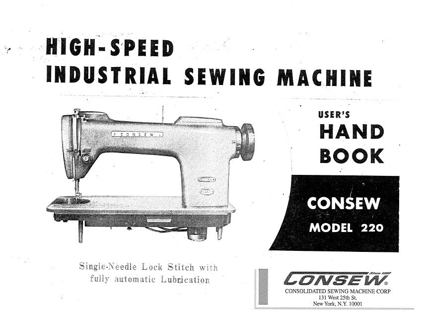CONSEW MODEL 220 HANDBOOK IN ENGLISH SEWING MACHINE THE MANUAL ARCHIVE