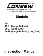 Load image into Gallery viewer, CONSEW MODEL 29 29B 29L 29BL INSTRUCTION MANUAL IN ENGLISH SEWING MACHINE