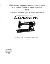 Load image into Gallery viewer, CONSEW MODEL 30 OPERATING INSTRUCTIONS IN ENGLISH SEWING MACHINE