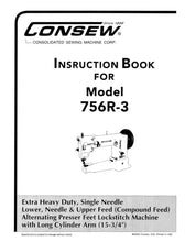 Load image into Gallery viewer, CONSEW MODEL 756R-3 INSTRUCTION BOOK IN ENGLISH SEWING MACHINE