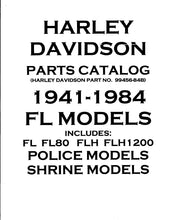 Load image into Gallery viewer, HARLEY-DAVIDSON ELECTRA GLIDE FL MODELS FL FL80 FLH FLH1200 POLICE MODELS SHRINE MODELS PARTS CATALOG IN ENGLISH MOTORCYCLE