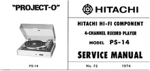 Load image into Gallery viewer, HITACHI PS-14 SERVICE MANUAL 4 CHANNEL RECORD PLAYER