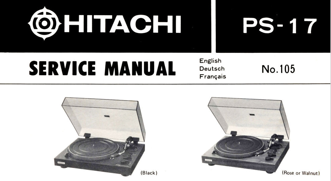 HITACHI PS17 SERVICE MANUAL BELT DRIVE STEREO TUNTABLE THE MANUAL ARCHIVE