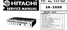 Load image into Gallery viewer, HITACHI SR-2000 SERVICE MANUAL STEREO RECEIVER