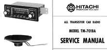 Load image into Gallery viewer, HITACHI TM-701BA SERVICE MANUAL ALL TRANSISTOR CAR RADIO