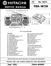 Load image into Gallery viewer, HITACHI TRK-W2H SERVICE MANUAL FM SW2 SW1 AM RADIO CASSETTE TAPE RECORDER