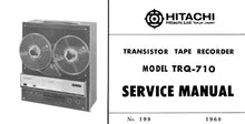 Load image into Gallery viewer, HITACHI TRQ-710 SERVICE MANUAL REEL TO REEL TAPE RECORDER