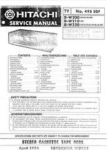 Load image into Gallery viewer, HITACHI D-W200 D-W210 D-W220 SERVICE MANUAL IN ENGLISH DEUTSCH FRANCAIS STEREO CASSETTE TAPE DECK