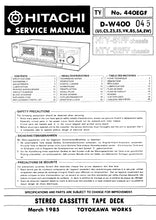 Load image into Gallery viewer, HITACHI D-W400 SERVICE MANUAL IN ENGLISH DEUTSCH FRANCAIS STEREO CASSETTE TAPE DECK