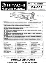 Load image into Gallery viewer, HITACHI DA-005 SERVICE MANUAL ENG DEUT FRANC CD PLAYER