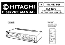 Load image into Gallery viewer, HITACHI DA-600 SERVICE MANUAL ENG DEUT FRANC CD PLAYER
