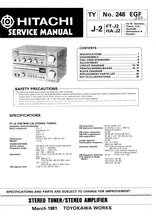 Load image into Gallery viewer, HITACHI FT-J2 HA-J2 SERVICE MANUAL ENGLISH DEUTSCH FRANCAIS STEREO TUNER STEREO AMPLIFIER