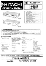 Load image into Gallery viewer, HITACHI HA-2800 HA-1800 SERVICE MANUAL BOOK IN ENGLISH STEREO AMPLIFIER
