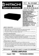 Load image into Gallery viewer, HITACHI HA-3 SERVICE MANUAL IN ENGLISH STEREO AMPLIFIER
