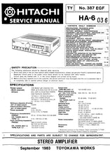 Load image into Gallery viewer, HITACHI HA-6 SERVICE MANUAL BOOK IN ENGLISH STEREO AMPLIFIER