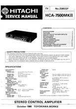 Load image into Gallery viewer, HITACHI HCA-7500MKII SERVICE MANUAL IN ENGLISH DEUTSCH FRANCAIS STEREO CONTROL AMPLIFIER