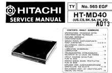 Load image into Gallery viewer, HITACHI HT-MD40 SERVICE MANUAL IN ENGLISH DEUTSCH FRANCAIS STEREO TURNTABLE