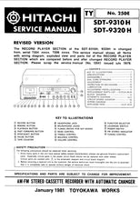 Load image into Gallery viewer, HITACHI SDT-9310H SDT-9320H SERVICE MANUAL IN ENGLISH AM FM STEREO CASSETTE RECORDER WITH AUTOMATIC CHANGER