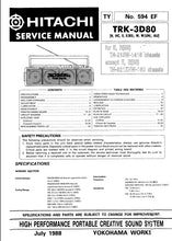 Load image into Gallery viewer, HITACHI TRK-3D80 SERVICE MANUAL IN ENGLISH HIGH PERFORMANCE PORTABLE CREATIVE SOUND SYSTEM